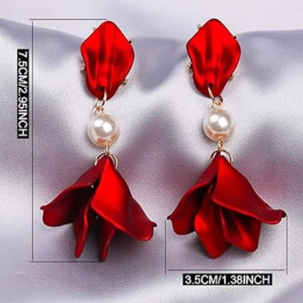 ❤️Zara's Frosted Red Petal Drop Earrings❤️